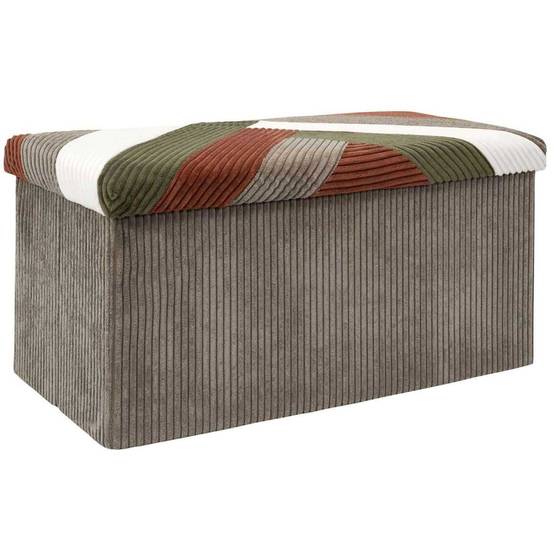 The Home Deco Factory - Banc coffre pliable patchwork côtelé Scott - Image 1