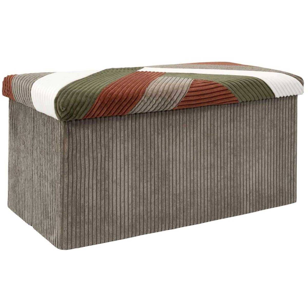 The Home Deco Factory - Banc coffre pliable patchwork côtelé Scott - Image 1