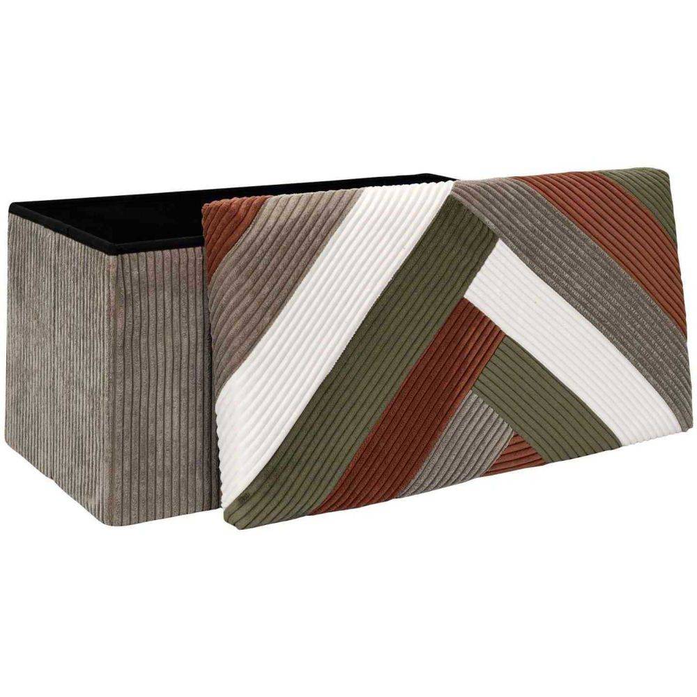 The Home Deco Factory - Banc coffre pliable patchwork côtelé Scott - Image 2