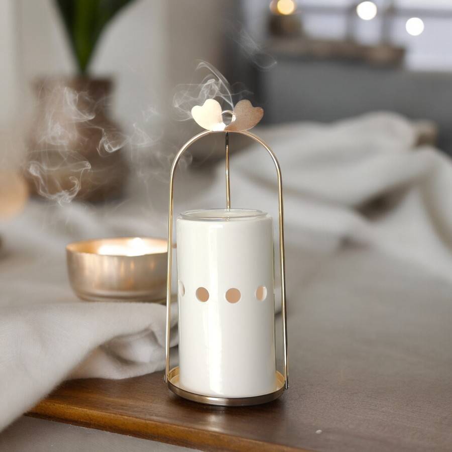 Brûle Parfum Cinco - Brûleur Cire Parfumée – Diffuseur Parfum d'Ambiance – Bougeoir en Céramique et Métal - Haut: 21 cm - Zen'Arôme - Image 8