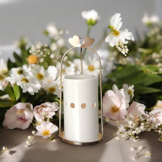 Brûle Parfum Cinco - Brûleur Cire Parfumée – Diffuseur Parfum d'Ambiance – Bougeoir en Céramique et Métal - Haut: 21 cm - Zen'Arôme - Image 1