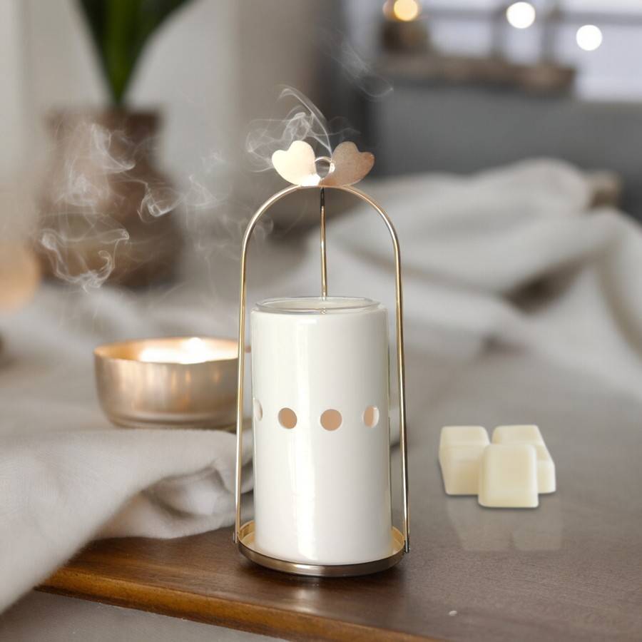 Brûle Parfum Cinco - Brûleur Cire Parfumée – Diffuseur Parfum d'Ambiance – Bougeoir en Céramique et Métal - Haut: 21 cm - Zen'Arôme - Image 3