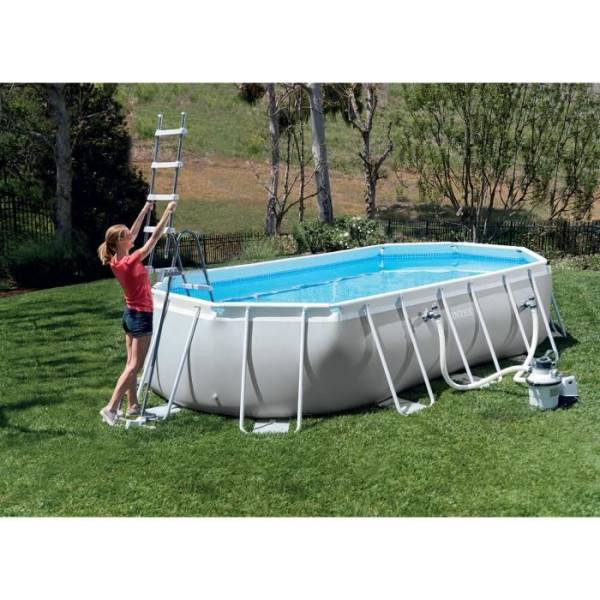 Intex - Kit Piscine hors sol tubulaire INTEX - Pris Frame - 610 x 305 x 122 cm - Ovale (Pompe, bâche, tapis de sol et échelle) - 26798 - Image 3