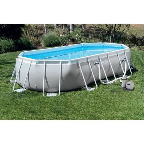 Intex - Kit Piscine hors sol tubulaire INTEX - Pris Frame - 610 x 305 x 122 cm - Ovale (Pompe, bâche, tapis de sol et échelle) - 26798 - Image 2