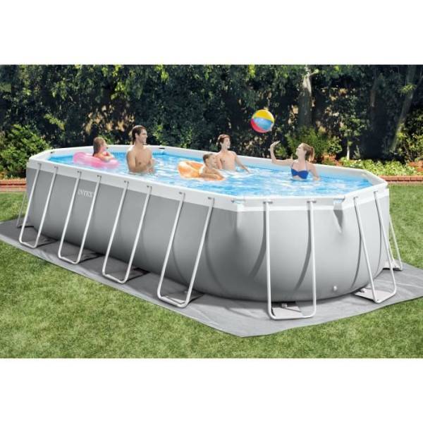 Intex - Kit Piscine hors sol tubulaire INTEX - Pris Frame - 610 x 305 x 122 cm - Ovale (Pompe, bâche, tapis de sol et échelle) - 26798 - Image 4