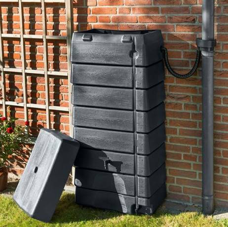 Récupérateur d'eau tonneau forme murale 276 litres anthracite - Image 5