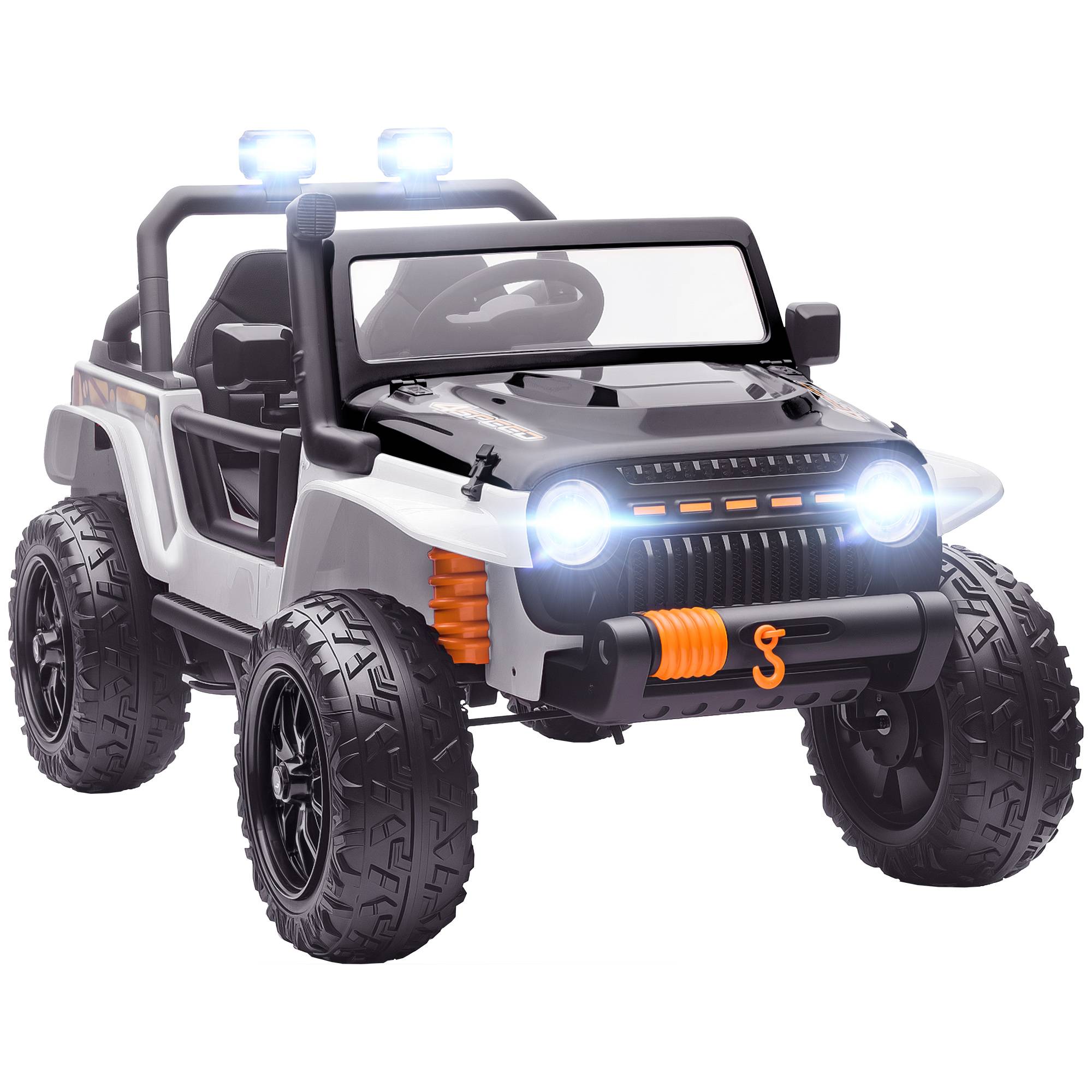 Sans Marque - Voiture électrique enfants 12V siège parent-enfant télécommande musique klaxon lumières LED 3-8 ans blanche - Image 1