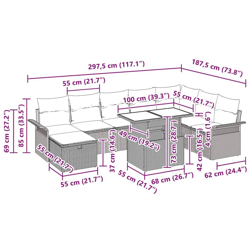 ComfortXL - Ensemble salon de jardin 8 places en polyrotin avec coffre de rangement pour terrasse Beige – ComfortXL Outdoor Living - Image 5