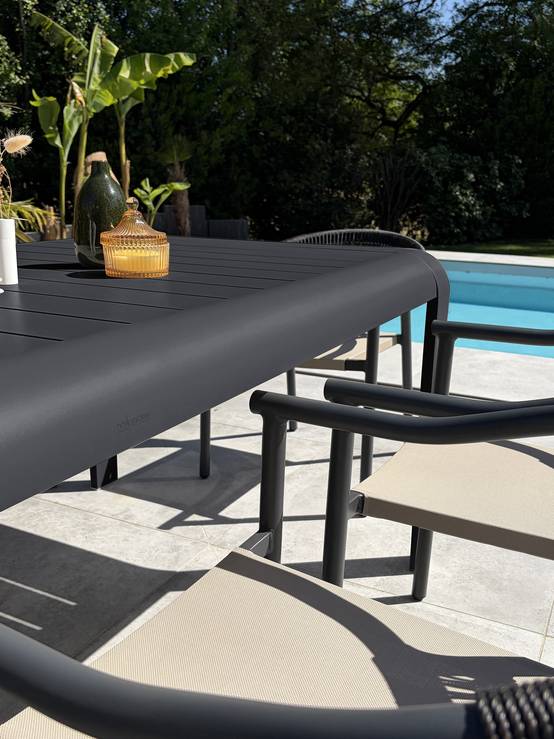 Dcb Garden - Ensemble repas de jardin en aluminium 8 places - Gris anthracite - HANOI - Image 5