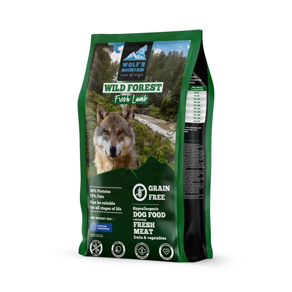 0 - Croquettes pour chien adulte à l'agneau Wolf's Mountain Wild Forest 2kg