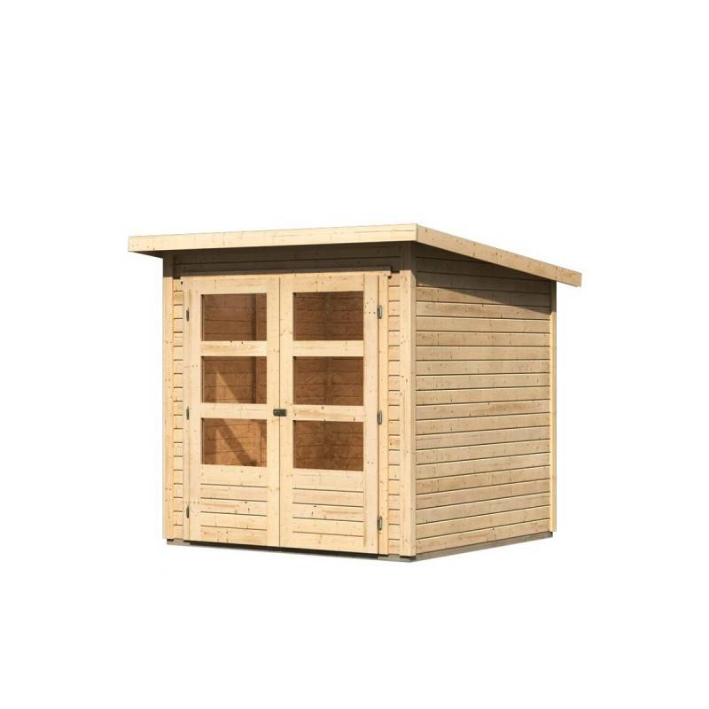 Abri de jardin en épicéa massif 3,46m² Stockach 2 avec double porte vitrée Karibu - Image 3