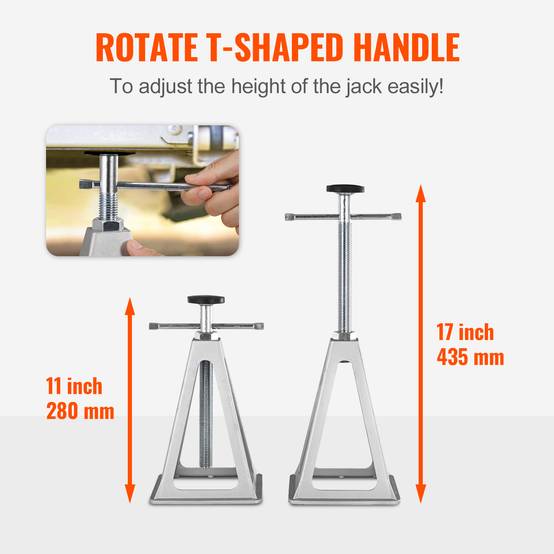 Lot De 2 Chandelles D'Essieu Aluminium Réglables 280-435 Mm - 1T Caravane Remorque