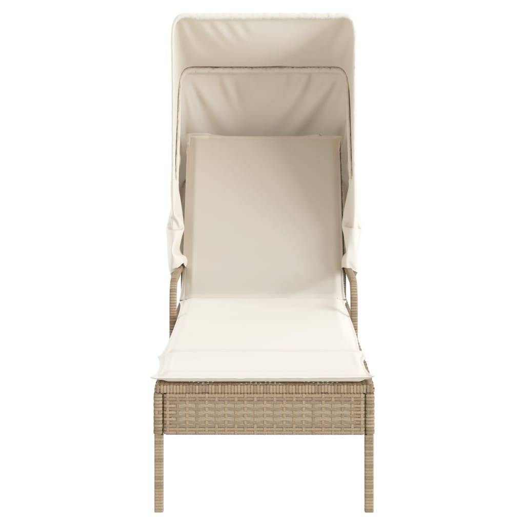 Vidaxl - Chaise longue avec auvent et table beige résine tressée vidaXL 368201 - Image 7