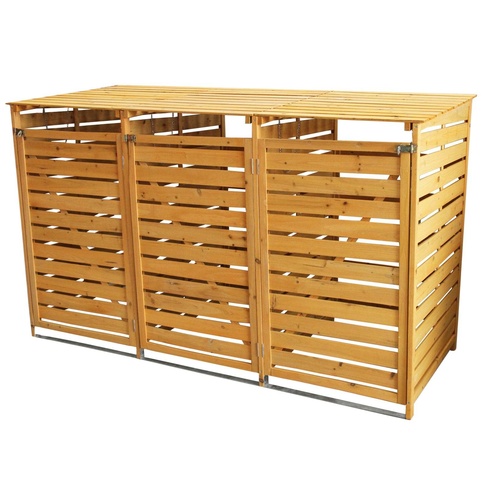 Monstershop - Cache Poubelle Triple en Bois - Image 1