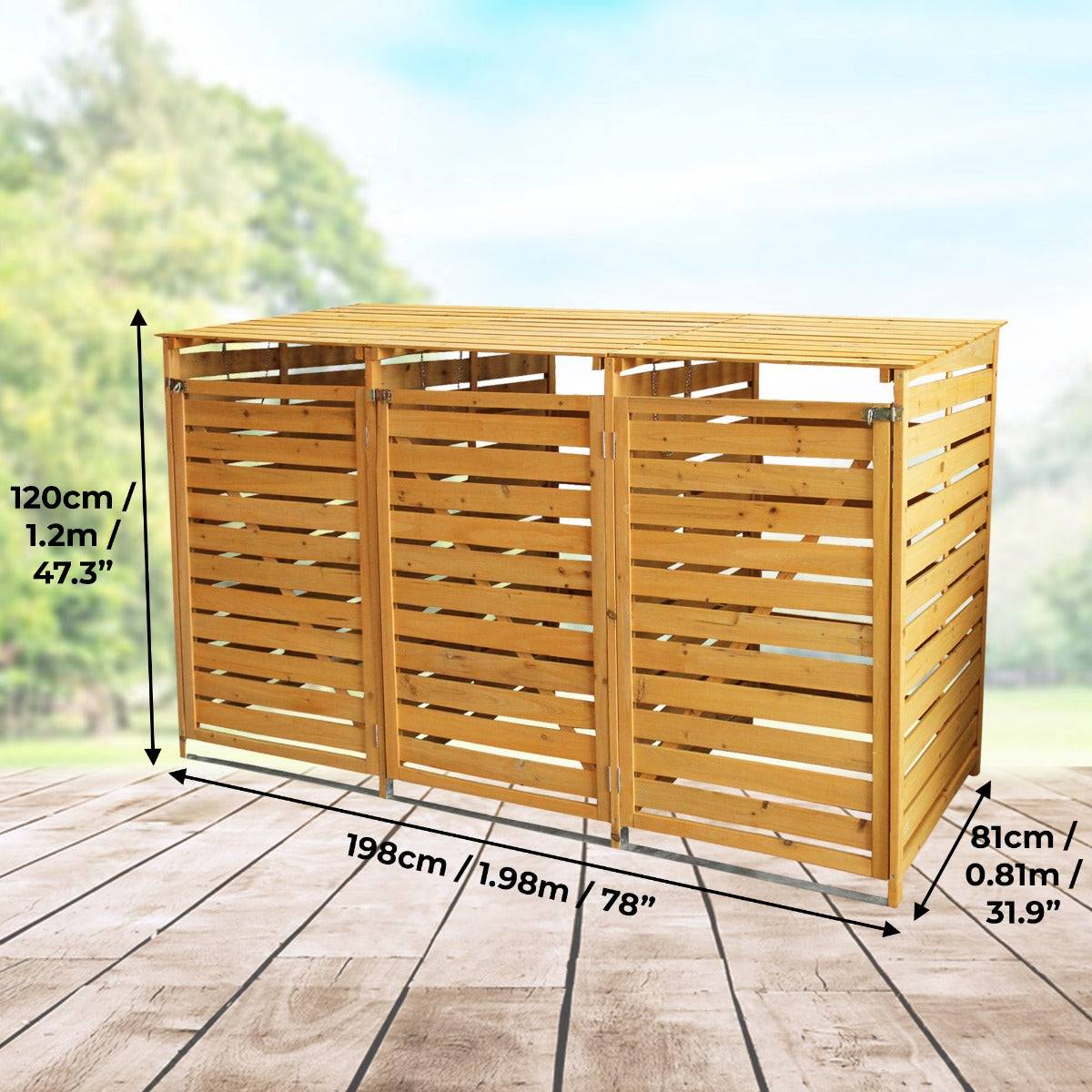 Monstershop - Cache Poubelle Triple en Bois - Image 4