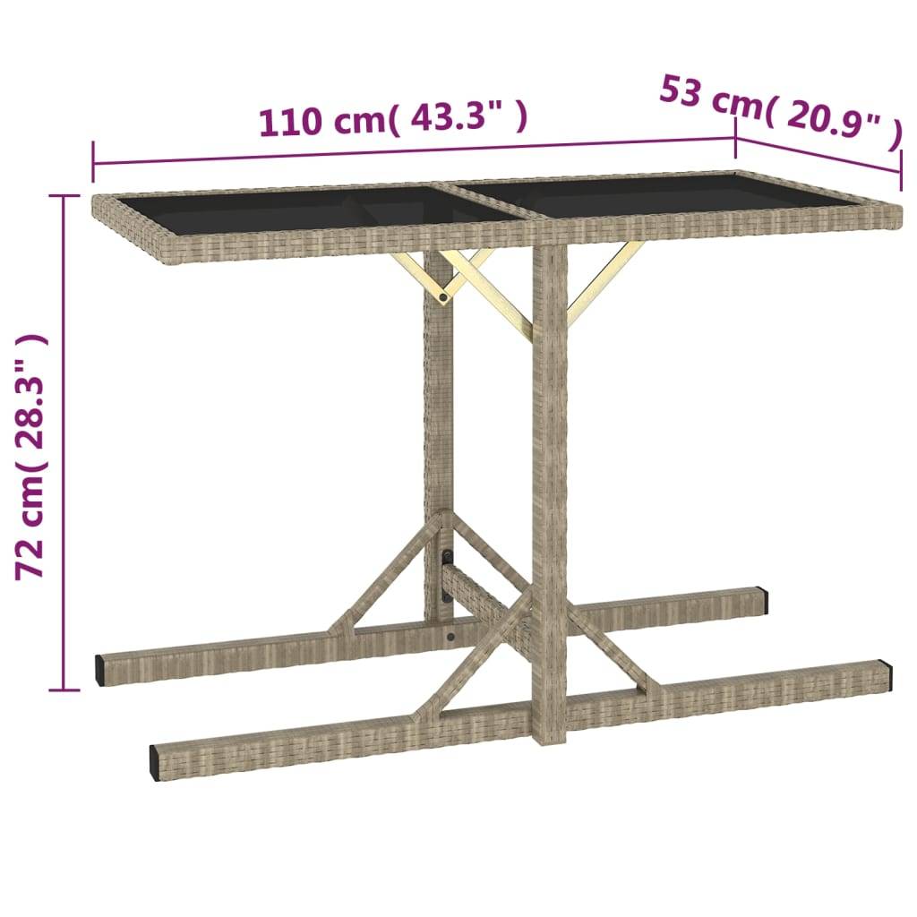 PANGIVO - Table de jardin Verre et Résine tressée Beige 110 x 53 x 72 cm - PANGIVO - Image 5