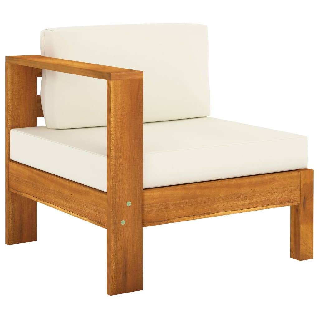 Helloshop26 - Salon de jardin meuble d'extérieur ensemble de mobilier 8 pièces avec coussins blanc crème bois d'acacia - Image 3