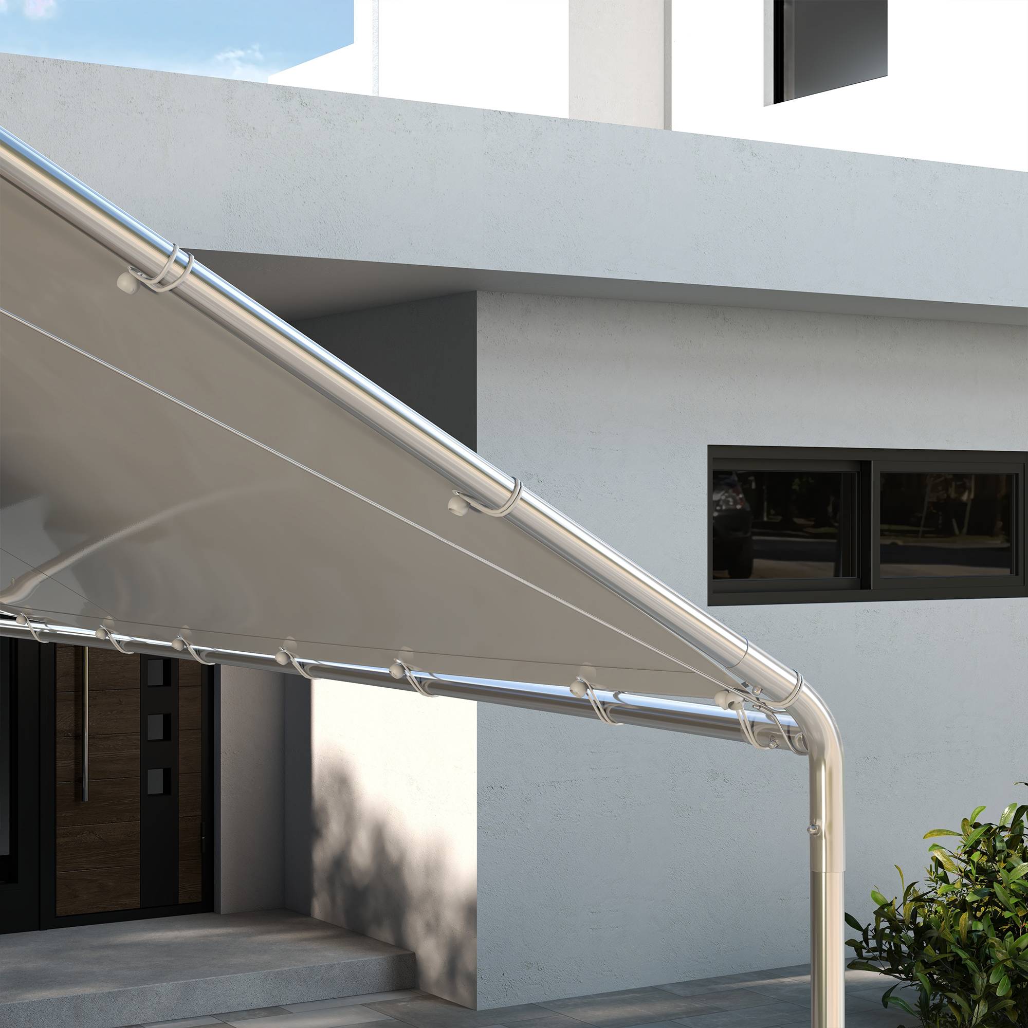Outsunny - Toile de rechange carport auvent voiture dim. 6L x 3l m tendeurs élastiques inclus PE haute densité blanc - Image 8