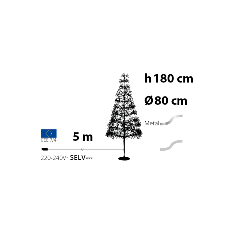 Lotti - Sapin Lumineux RICH Champagne H180cm 1800 MicroLED FlashLED avec Rameaux Lotti - Image 6