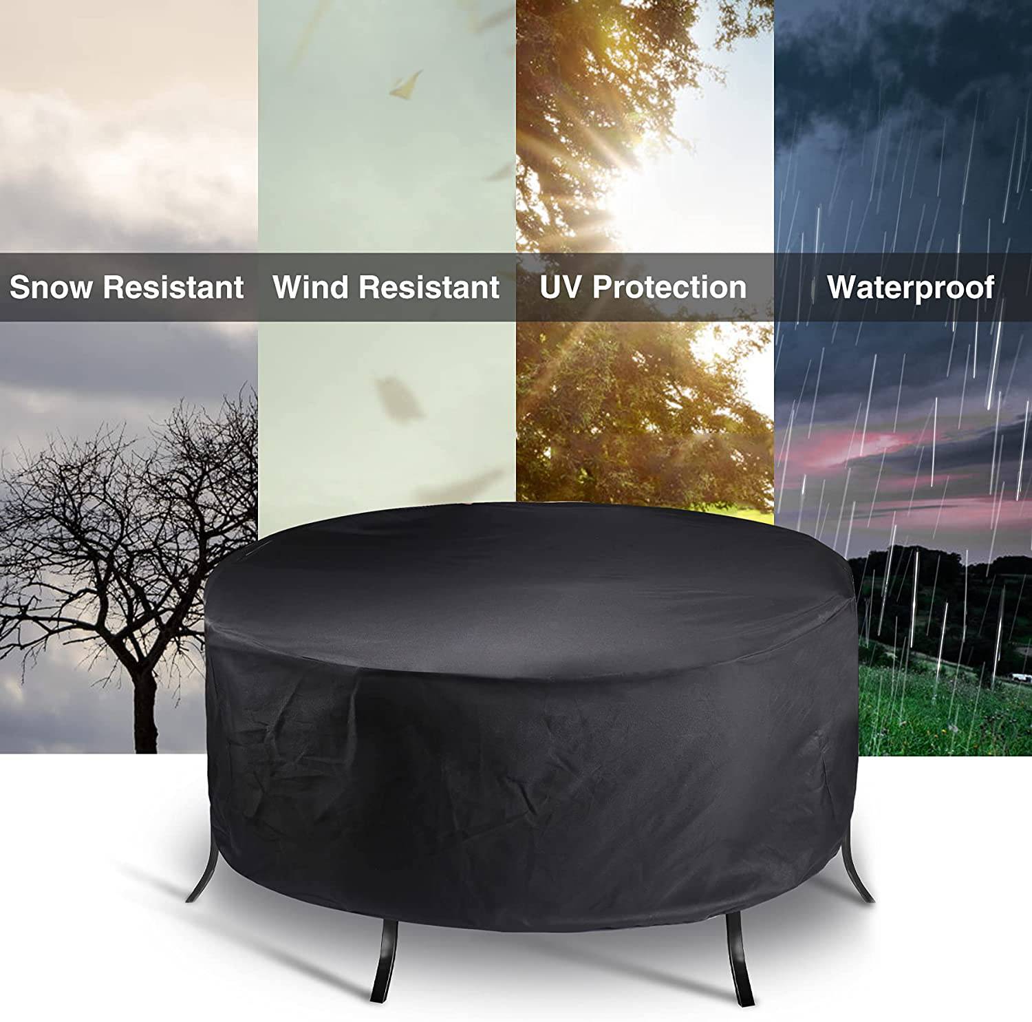 IntiMeg - Housse de mobilier de Jardin 185×95cm, Housse de Table de Jardin Ronde étanche et résistante pour extérieur, Meubles de terrasse, abri Anti-UV IntiMeg - Image 2