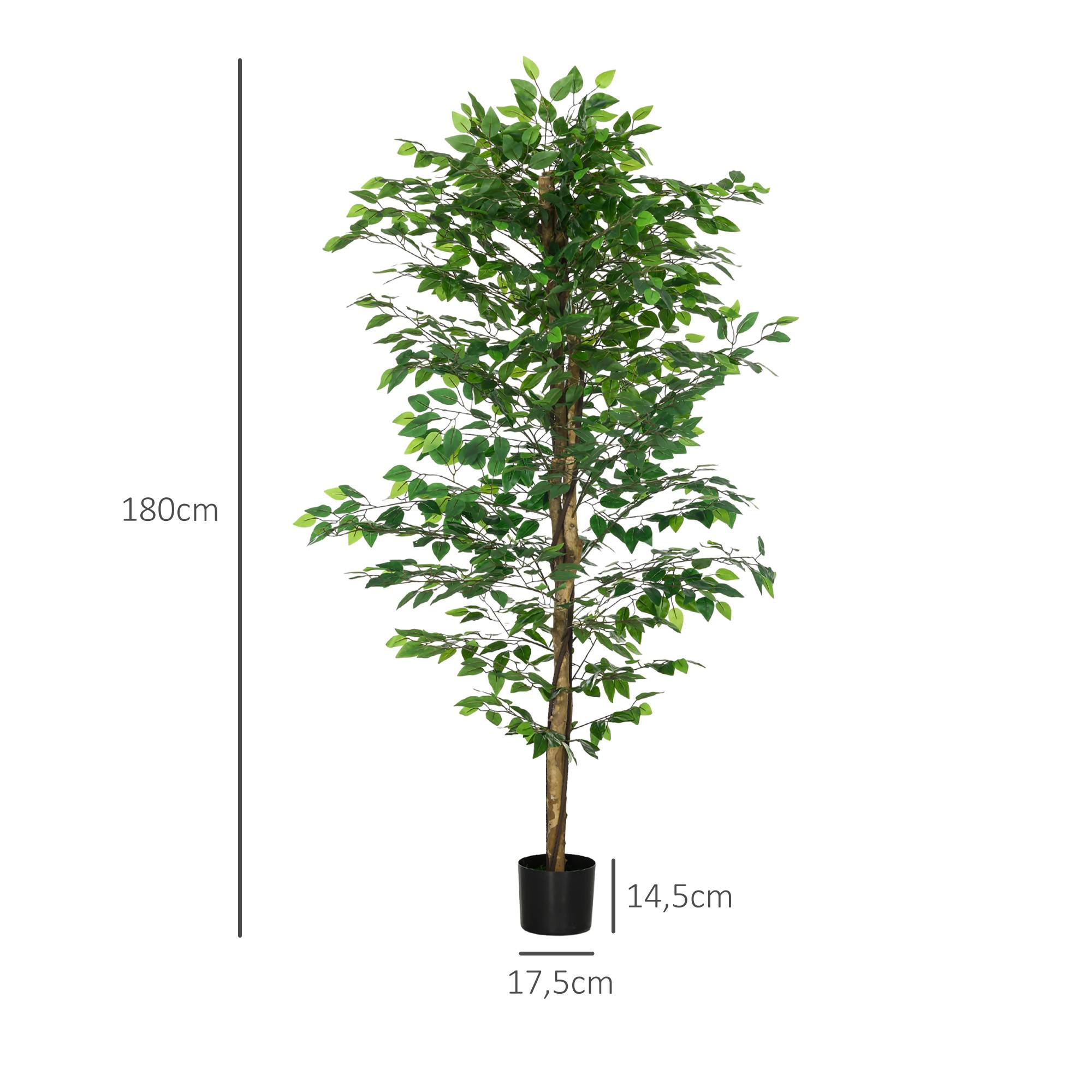 Sans Marque - Ficus artificiel, réaliste, facile d'entretien, pot inclus, 180 cm, vert - Image 5
