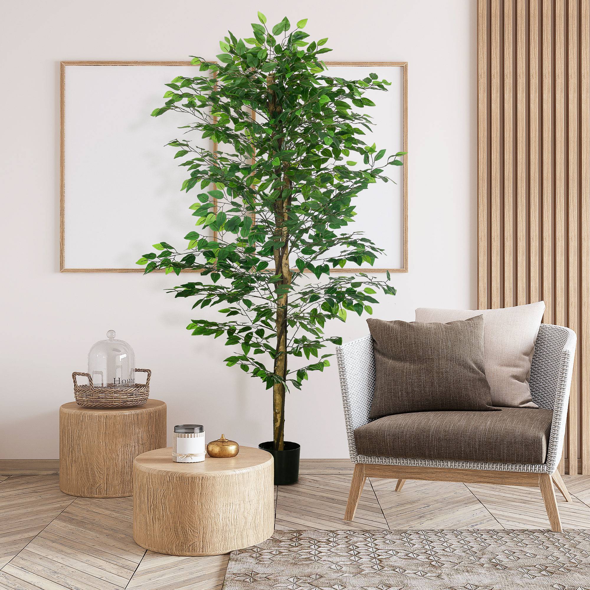 Sans Marque - Ficus artificiel, réaliste, facile d'entretien, pot inclus, 180 cm, vert - Image 3