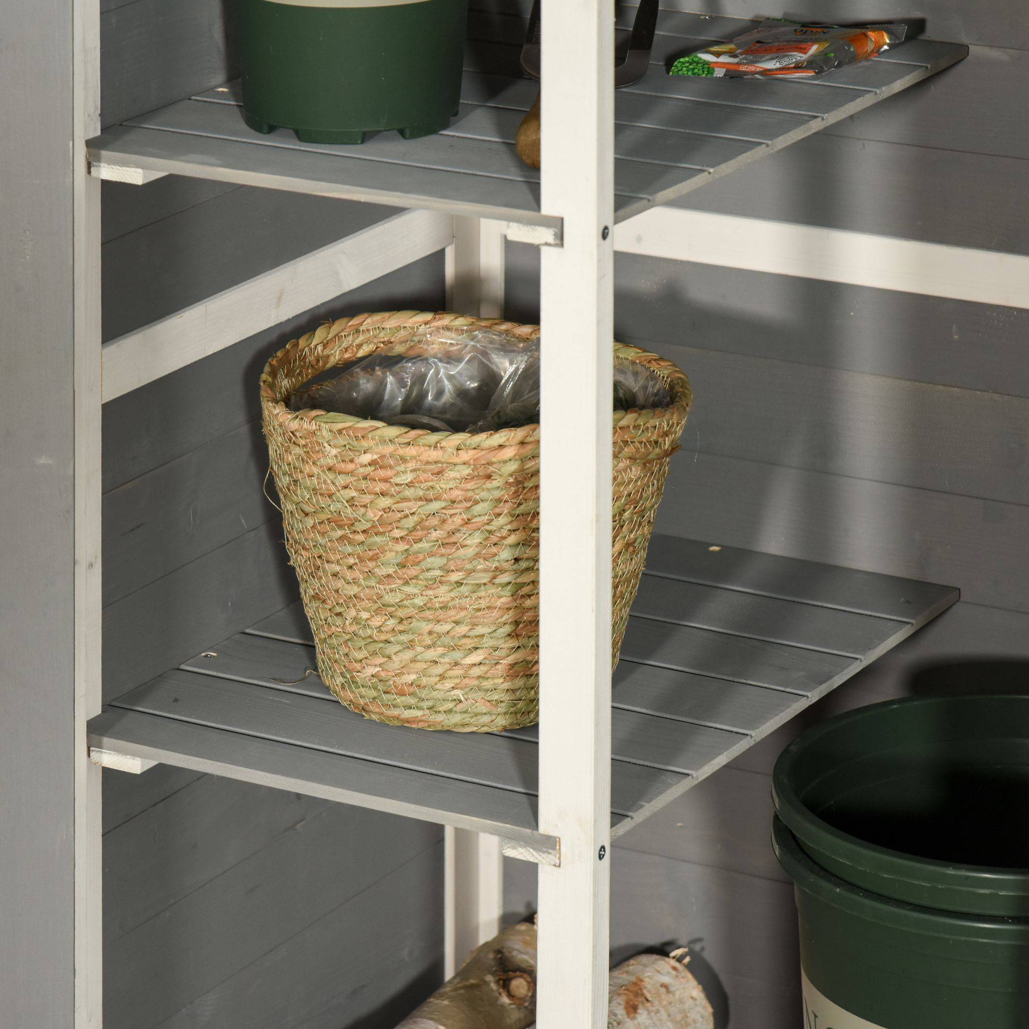 Armoire de Jardin Bois Sapin Rangement Outils Extérieur Toit Bitumé 2 Étagères Noir 75x56x115cm - ComfortXL Outdoor Living - Image 7