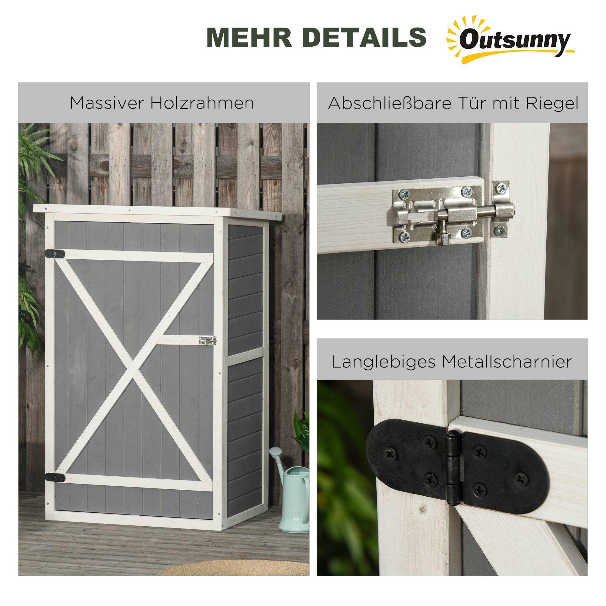 Armoire de Jardin Bois Sapin Rangement Outils Extérieur Toit Bitumé 2 Étagères Noir 75x56x115cm - ComfortXL Outdoor Living - Image 6