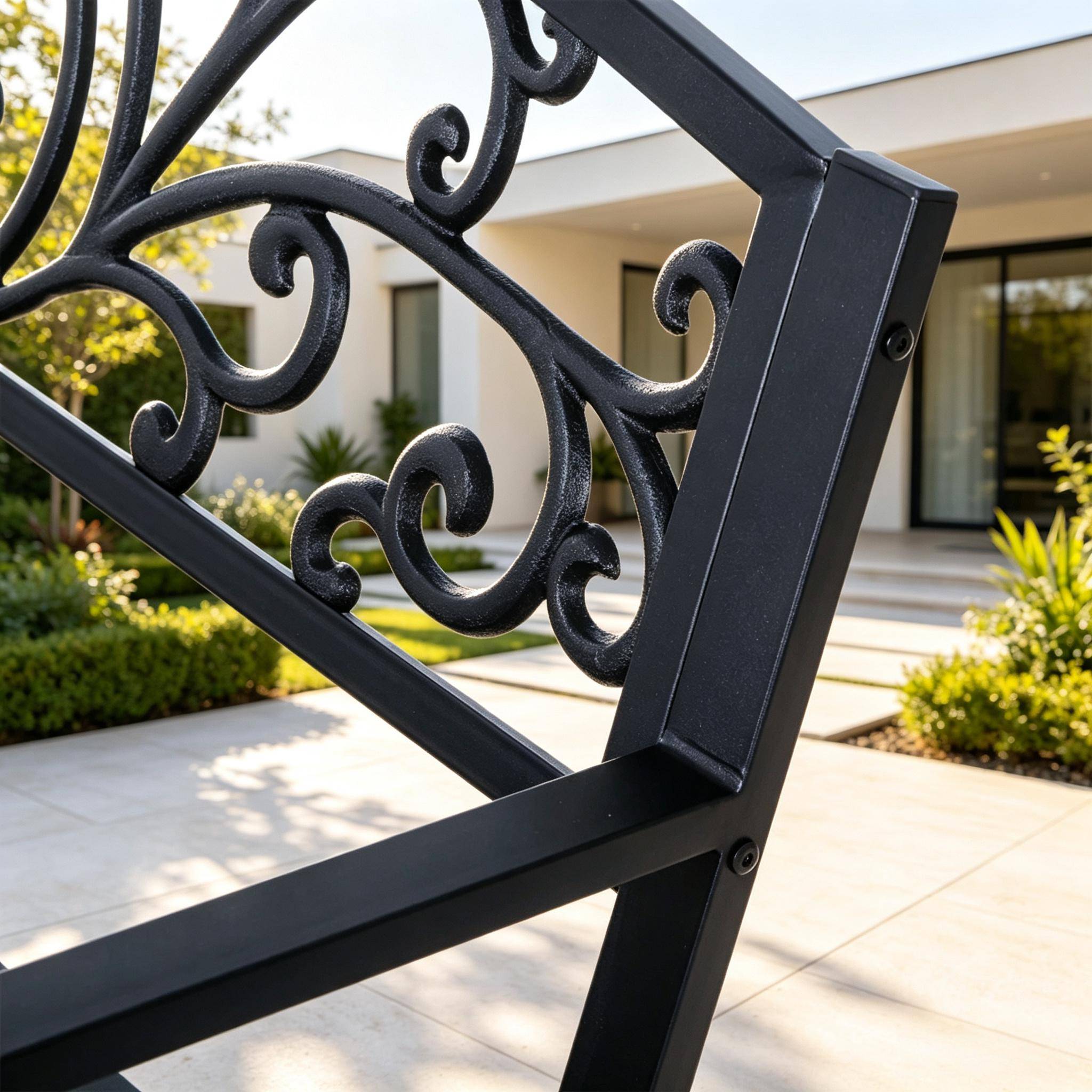 ComfortXL - Banc de jardin acier et fonte noir 127 cm 2 places dossier ornemental terrasse - ComfortXL Outdoor Living - Image 6