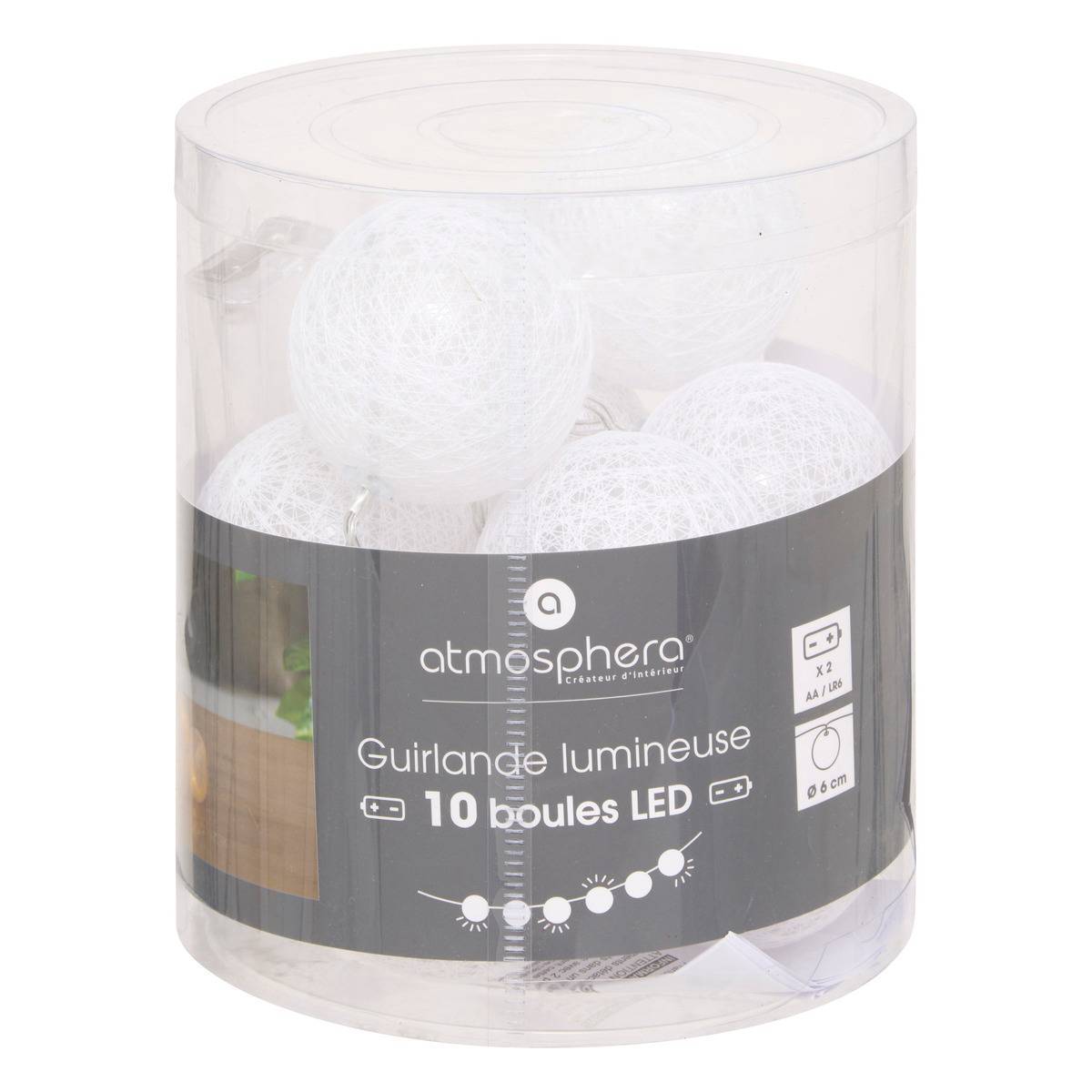 Atmosphera - Guirlande LED 10 boules pile blanc L165cm - Atmosphera Créateur d'intérieur - Image 4
