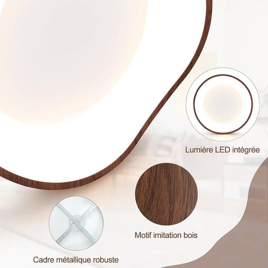 Plafonnier LED 24W, Éclairage de Plafond 3000K à Lumière Chaude, pour Chambre, Ø41,5CM, Marron - Image 5