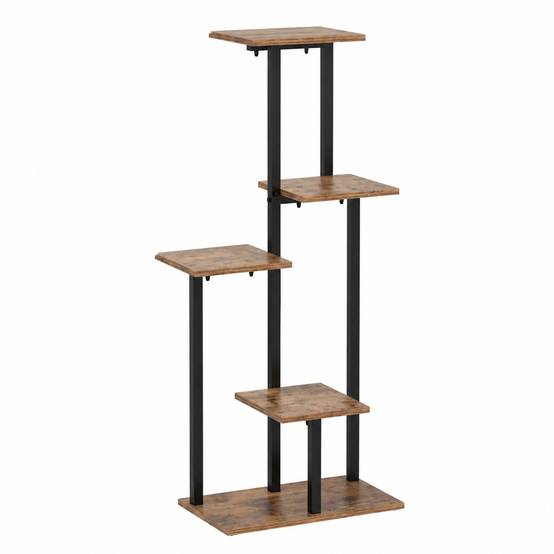 Support Étagère à Plantes 5 Niveaux Métal et Bois Design Étagéré Économiseur dEspace Industriel - Image 1