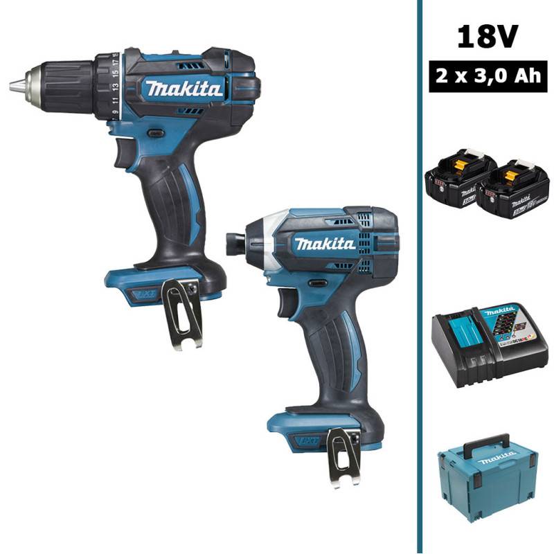 Makita - MAKITA Pack 2 machines 18V : Perceuse visseuse DDF482 + Visseuse à chocs DTD152 + 2 batteries 3Ah, chargeur et coffret MAKPAC - Image 1