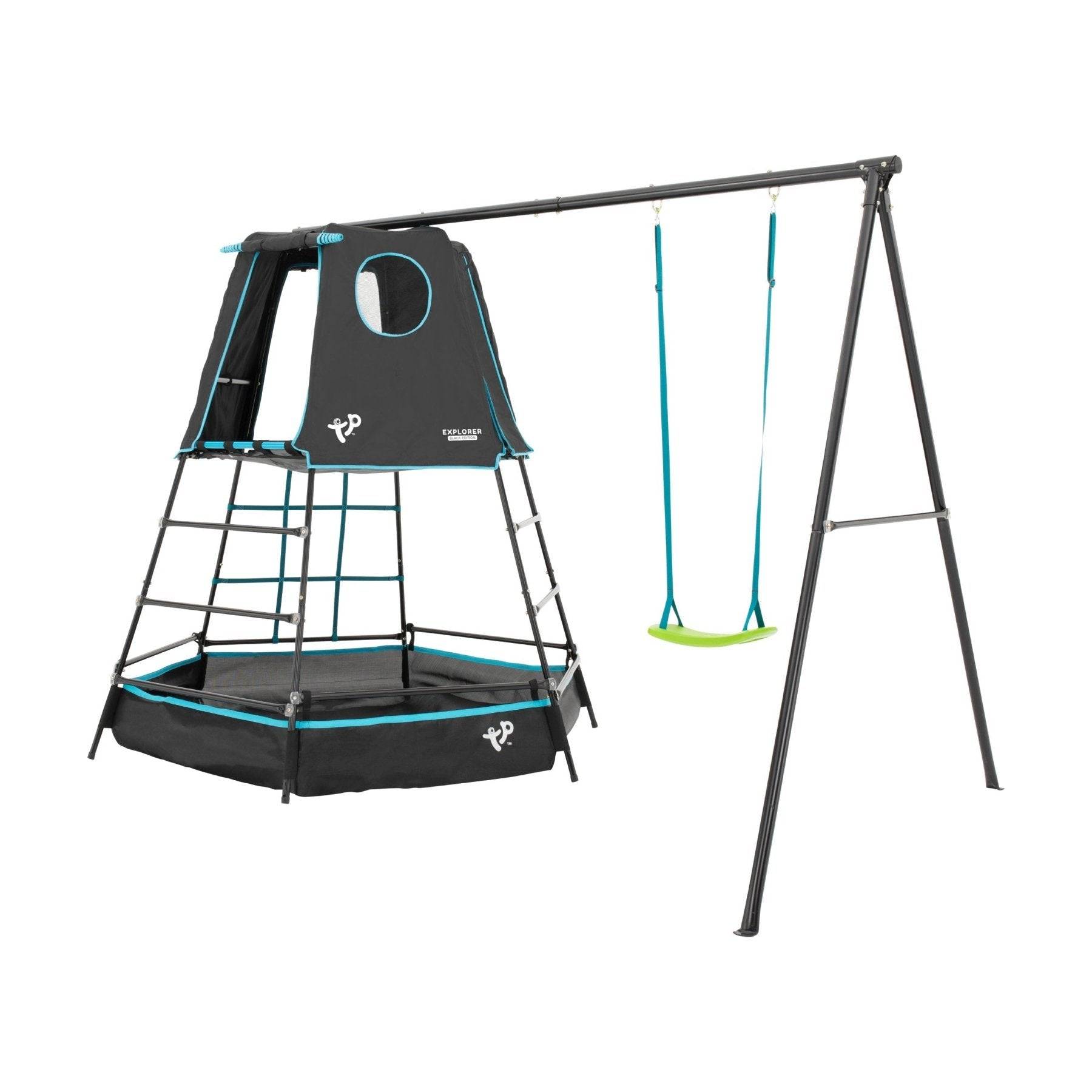 Tp Toys - Aire de jeux métal EXPLORER TOUR noir - tapis explorer - balançoire - piscine à balles -kit d'ancrage h201 cm - Image 2