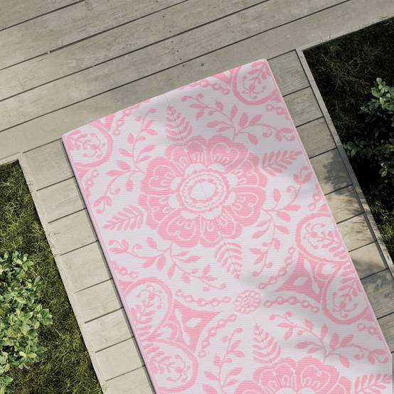 Tapis d'Extérieur Allongé Réversible en PP Anti-UV pour Balcon Rose 80x250 cm – ComfortXL Outdoor Living - Image 1
