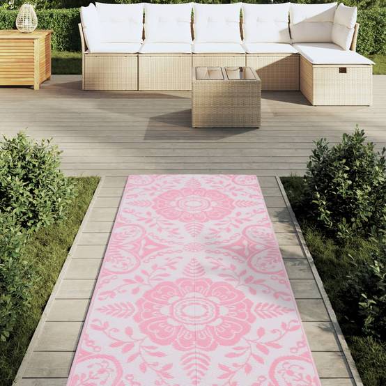 Tapis d'Extérieur Allongé Réversible en PP Anti-UV pour Balcon Rose 80x250 cm – ComfortXL Outdoor Living - Image 3