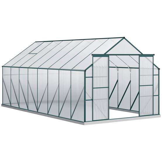 Serre de jardin aluminium polycarbonate culture potager porte coulissante 244x500x216cm - ComfortXL Outdoor Living - Image 1