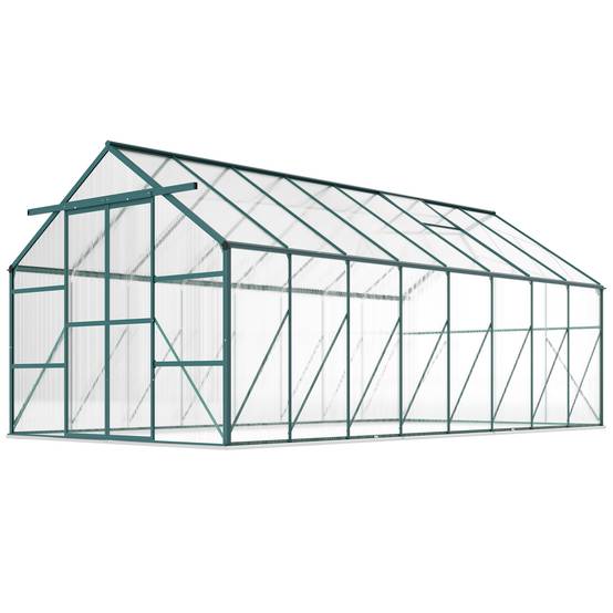 Serre de jardin aluminium polycarbonate culture potager porte coulissante 244x500x216cm - ComfortXL Outdoor Living - Image 2