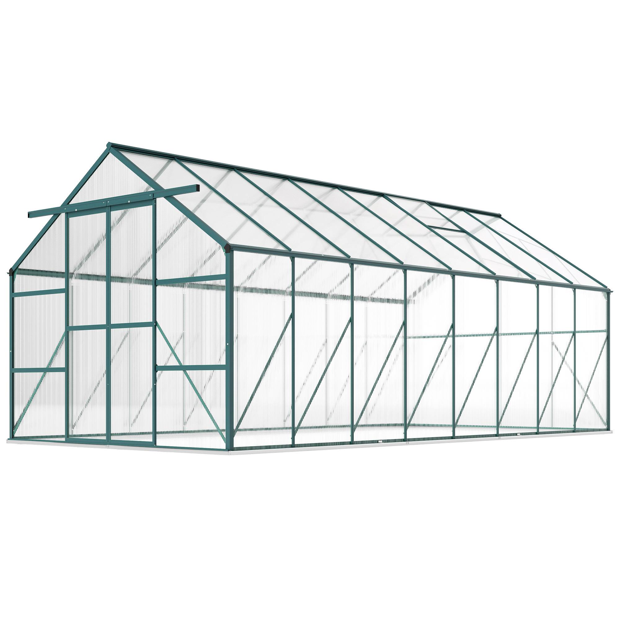 Serre de jardin aluminium polycarbonate culture potager porte coulissante 244x500x216cm - ComfortXL Outdoor Living - Image 2