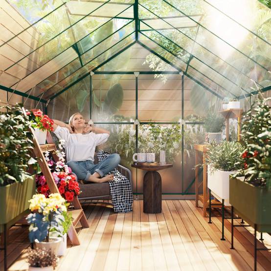Serre de jardin aluminium polycarbonate culture potager porte coulissante 244x500x216cm - ComfortXL Outdoor Living - Image 10