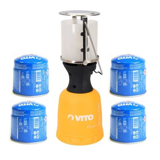 Lampe à gaz Coque ABS 1000W + 4 cartouches gaz 190gr Perçables Butane VITO - Image 1
