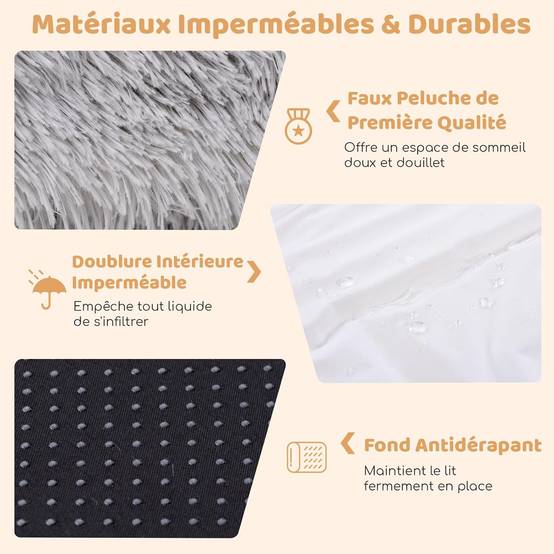 COSTWAY Panier Chien de Grande Taille, Lit Géant pour Chien et Humain, Lit en Fausse Fourrure Lavable avec Couverture, Oreiller Gonflé, Gris - Image 4