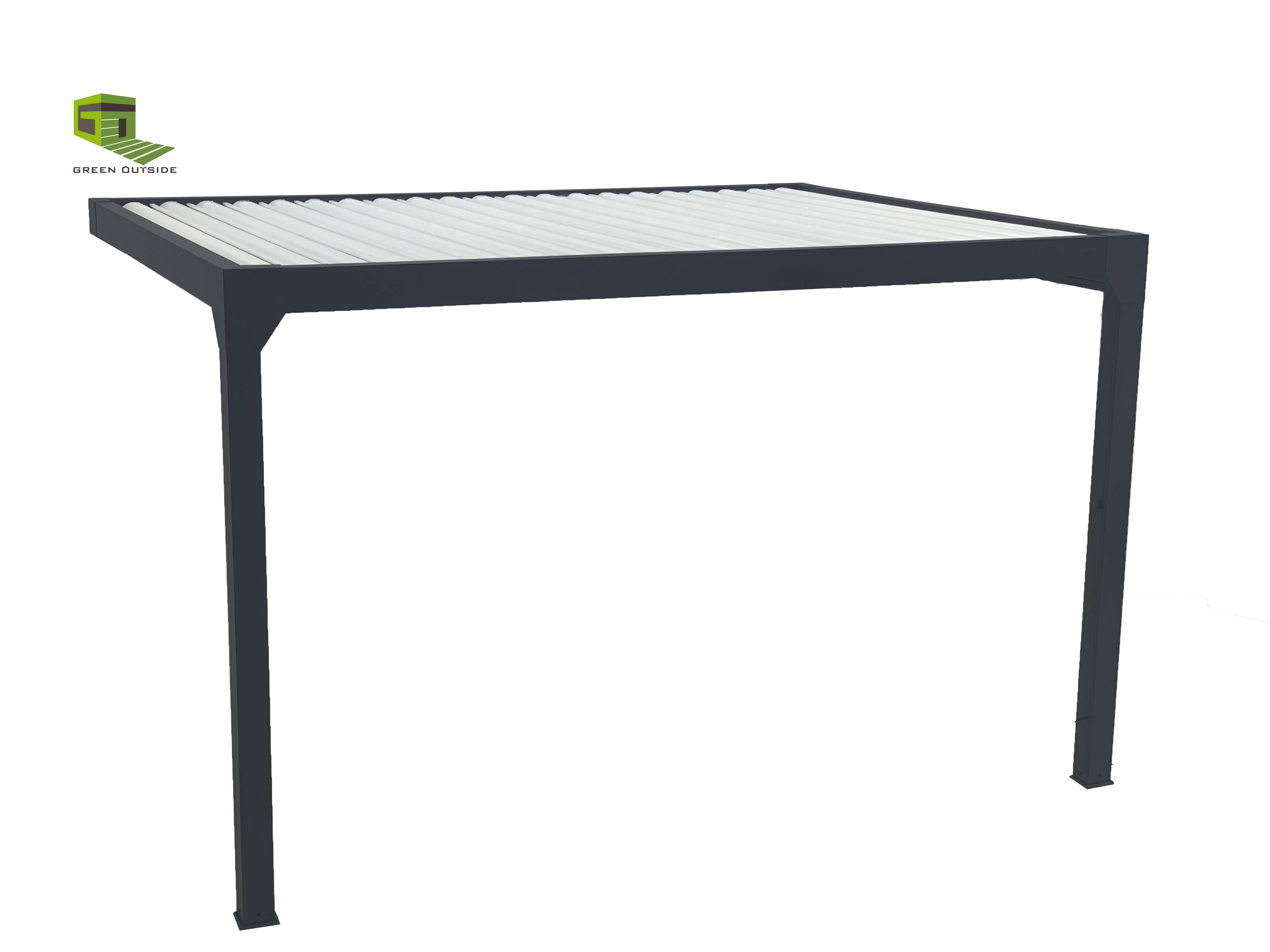 Pergola Bioclimatique 12m² ADOSSEE en aluminium motorisée avec éclairage LED 4x3m coloris noir sable RAL2100 by Green Outside - Image 2