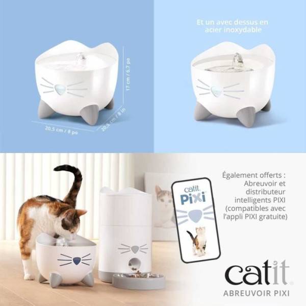 CAT IT Fontaine a eau automatique pour chat - 2,5 L - Bleu - Image 6