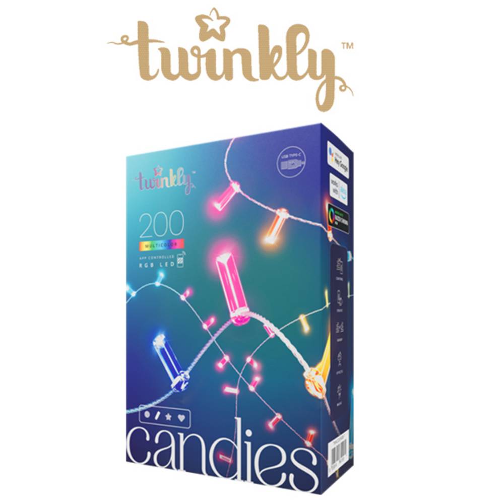 Guirlande Bougie connectéee IP20 12m 200 LEDS RGB fil transparent TWINKLY CANDIES - Image 2
