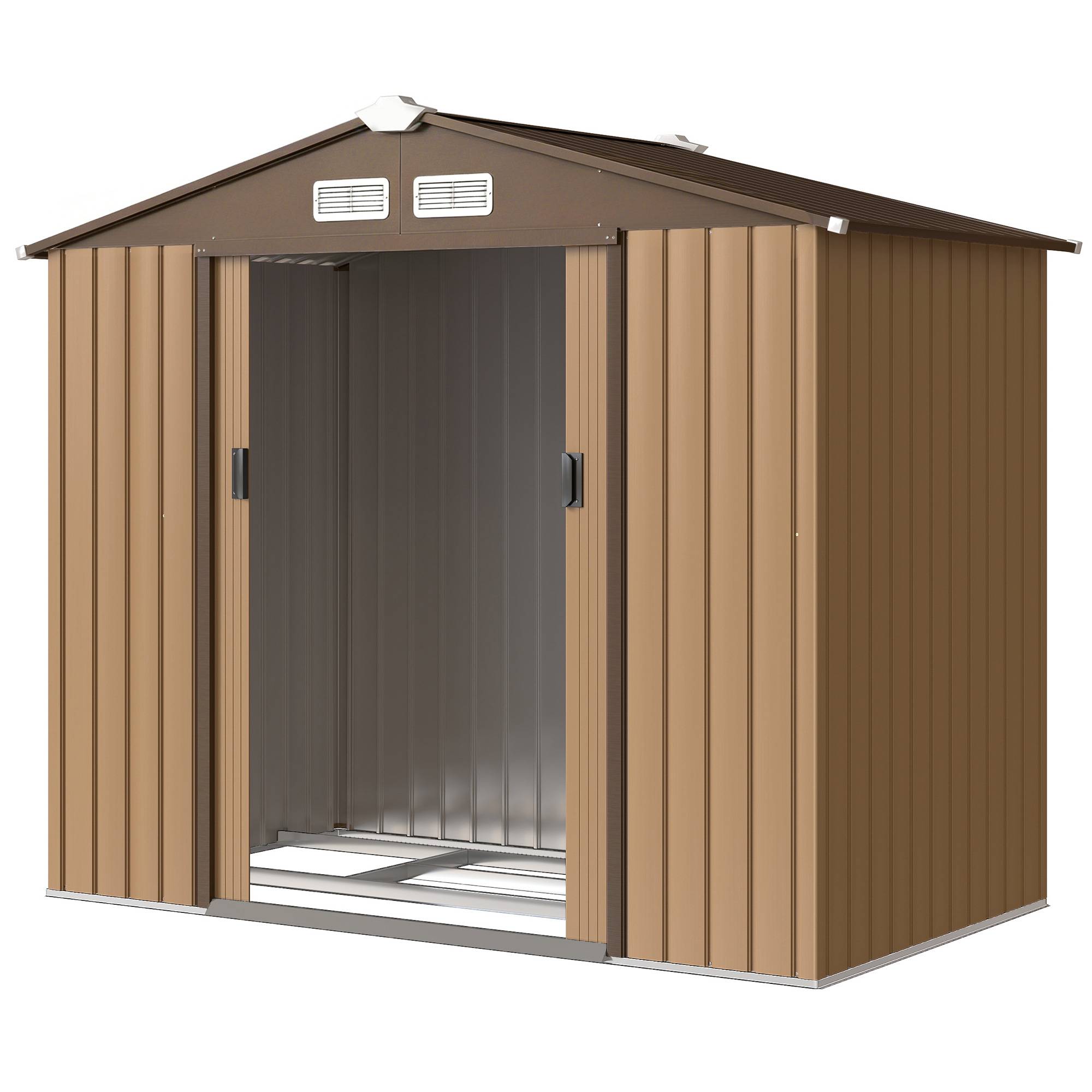 Abri de jardin 213 x 130 x 185 cm, abri de rangement extérieur en métal, couleur kaki - Image 2