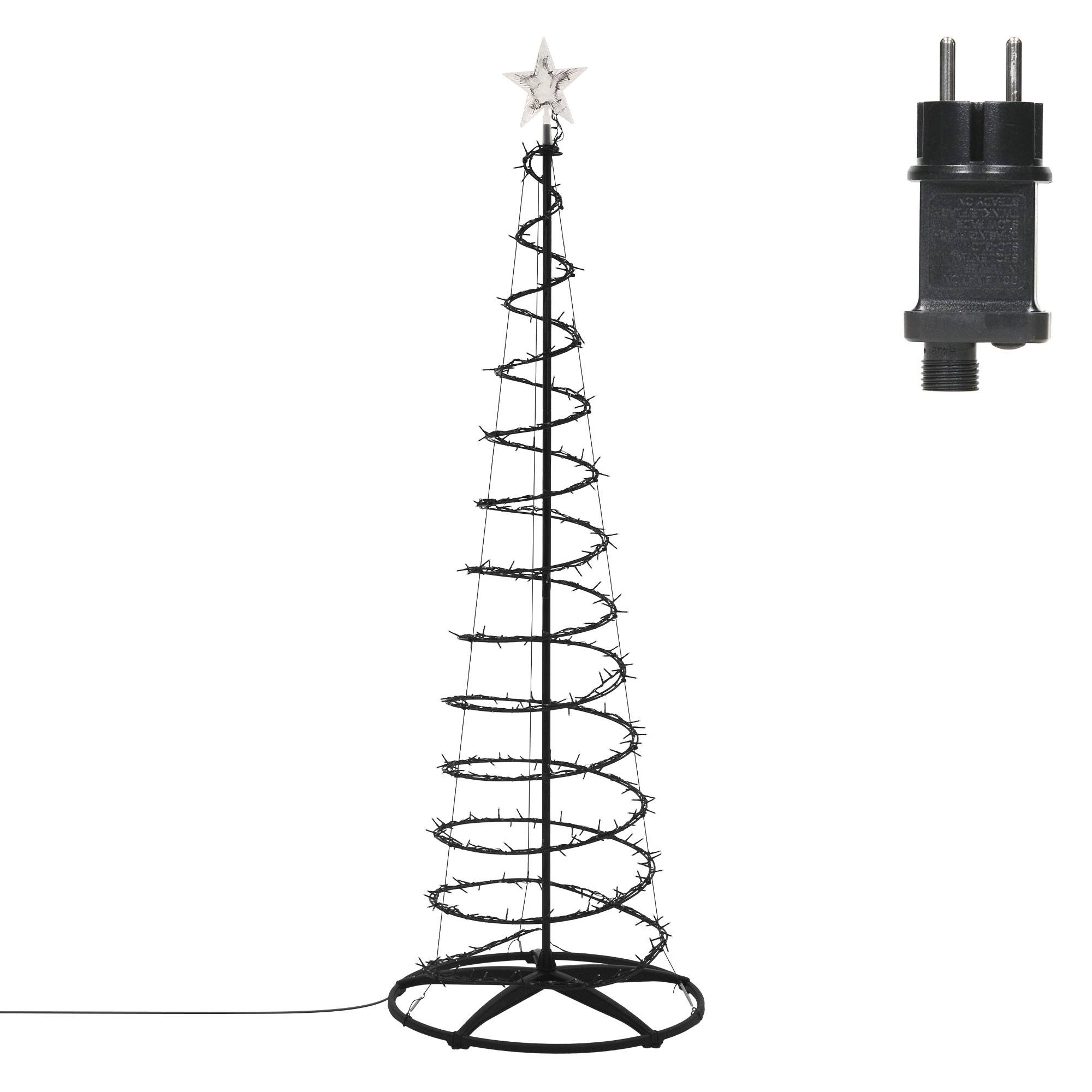 Ecd-Germany - Sapin de noël spirale LED 210 cm avec étoile cône lumineux effet cascade 15 modes de lumière minuterie et 756 LEDs blanc chaud pour maison jardin IP44 - Image 2