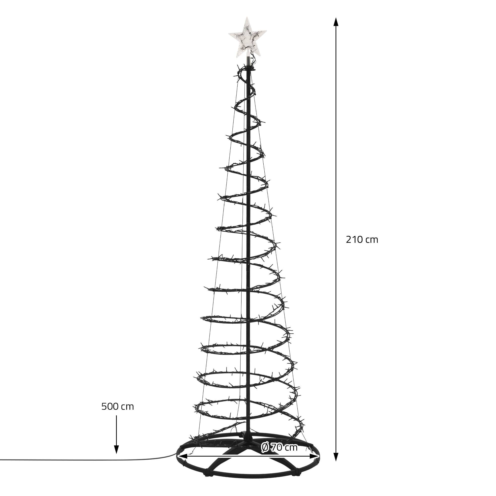 Ecd-Germany - Sapin de noël spirale LED 210 cm avec étoile cône lumineux effet cascade 15 modes de lumière minuterie et 756 LEDs blanc chaud pour maison jardin IP44 - Image 7