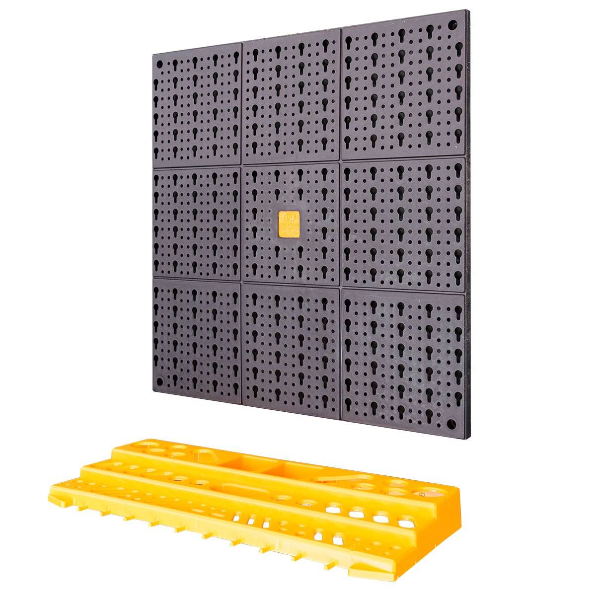 Panneau porte Outils 50 x 100 x 1.7cm Kit modulable 2 panneaux perforés 1 étagère porte outils + 50 crochets Assortis - Image 2
