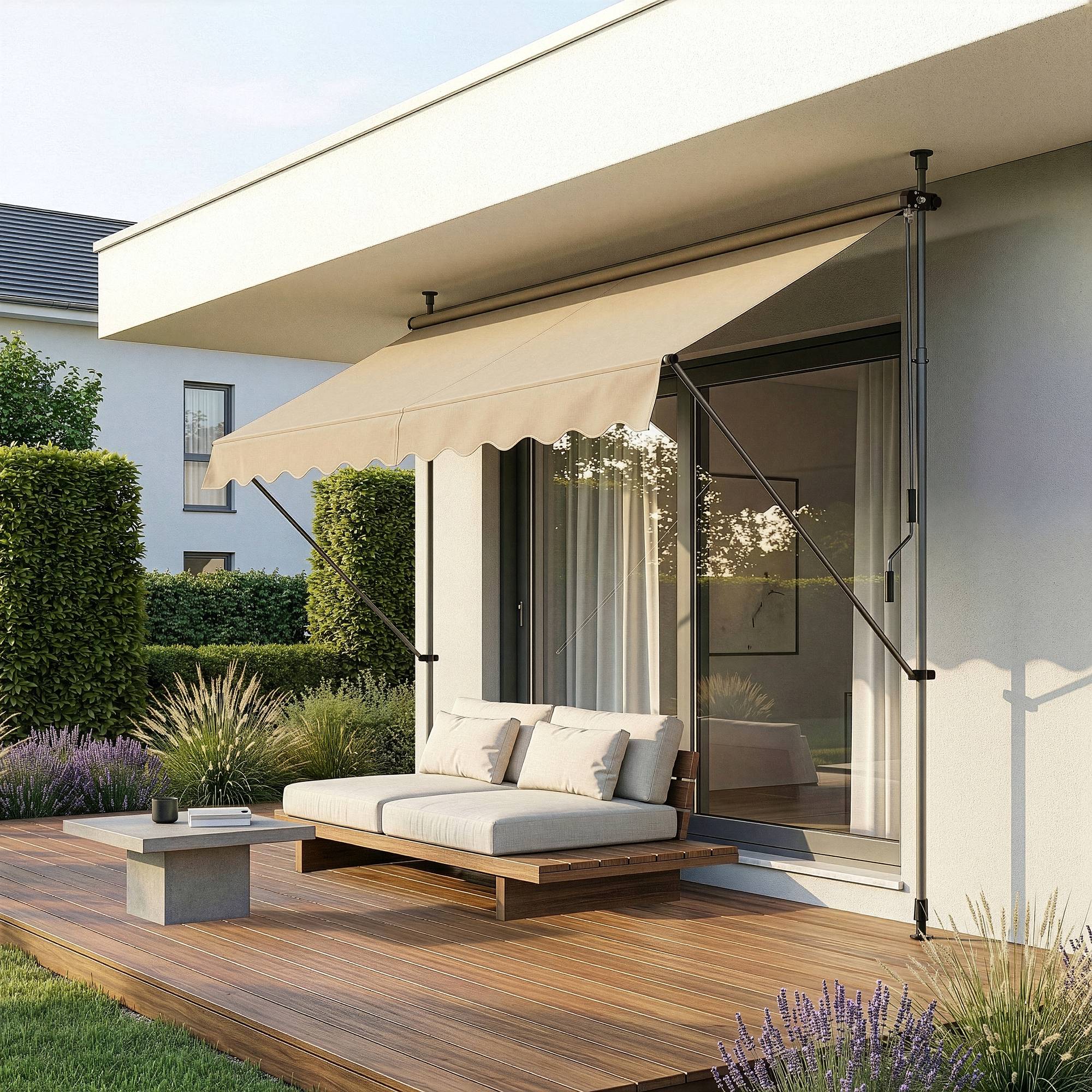 Pro.Tec - Store Banne Manuel Auvent Téléscopique 350 x 120 x 220-309 cm Sable  [pro.tec] - Image 6